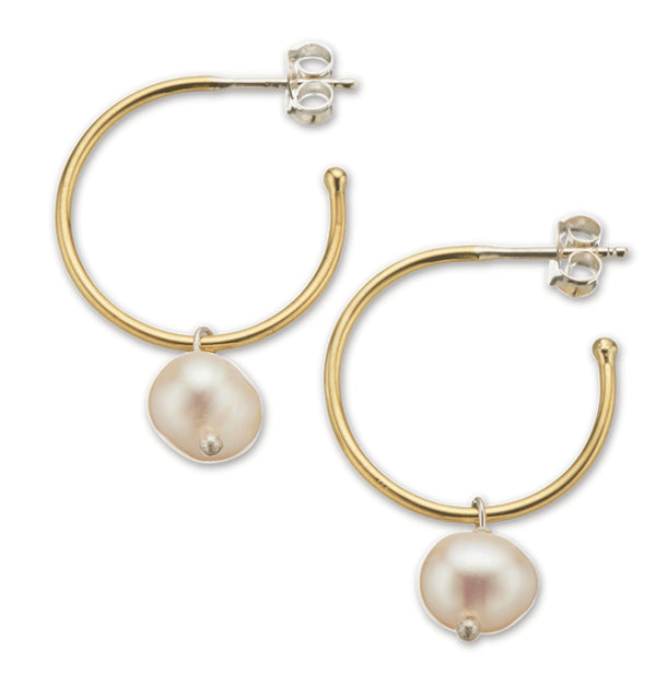 Palas Brs+slv small hoop pearl earrings