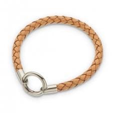 Palas Natural round thick plaited leather bracelet 20.5c